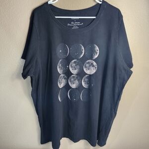 Torrid Womens |4/4X| Black Moon Phases Short Sleeve Graphic Tee